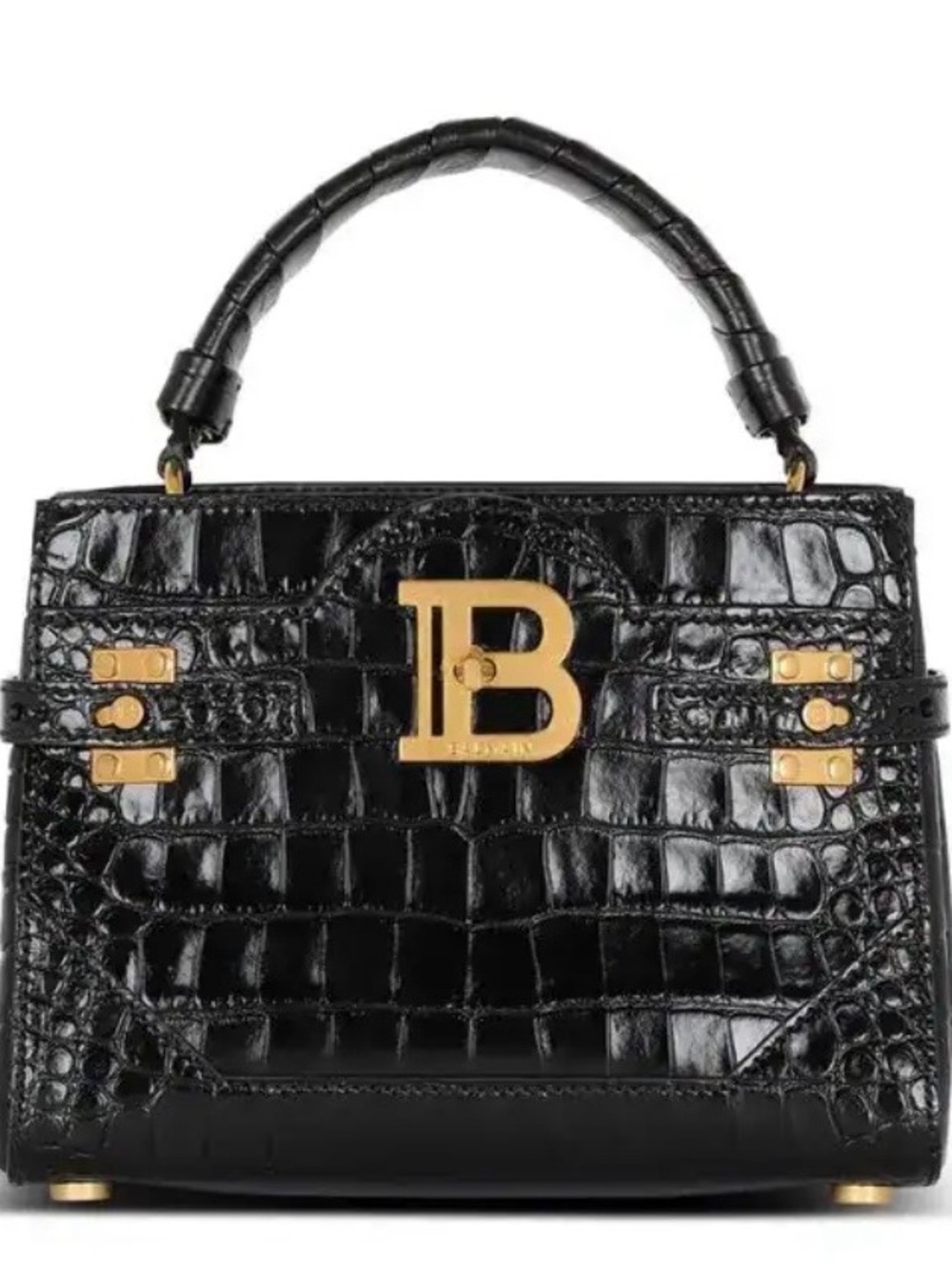 BRAND NEW - Balmain B-Buzz 22 black patent leather crocodile
